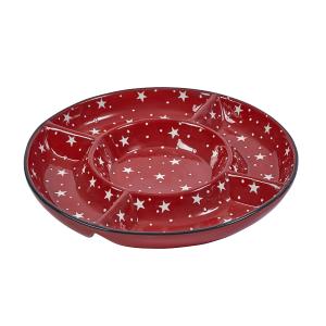 Plato de cerámica roja y blanca d26