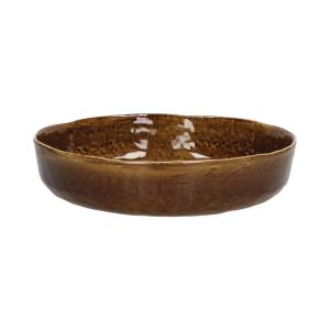 Plato de gres marrón D24