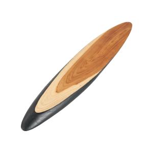 Plato de madera de teca en marrón y negro 100x17x3 cm