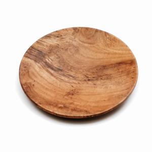 Plato de madera de teca natural medio