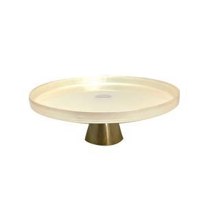 Plato de pasteles vainilla sobre pie dorado h28cm