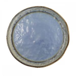 Plato de postre azul en porcelana 21.5x21.5x1.4cm