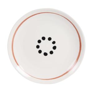 Plato de postre de cerámica blanca, marrón y negro D 21,4 c…