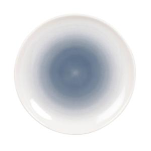 Plato de postre de cerámica blanca y azul