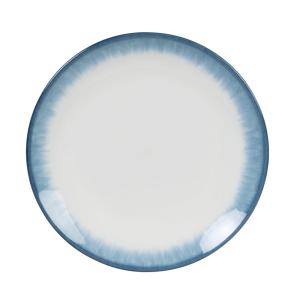 Plato de postre de cerámica blanca y azul D 21 cm