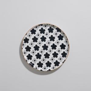 Plato de postre de cerámica blanca y marrón con motivos neg…