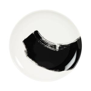 Plato de postre de cerámica blanca y negra