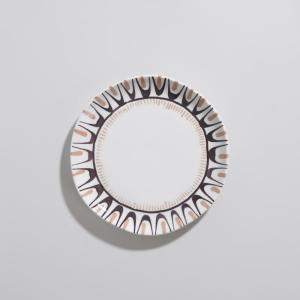 Plato de postre de cerámica marrón y blanco