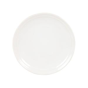 Plato de postre de gres blanco roto con borde en relieve