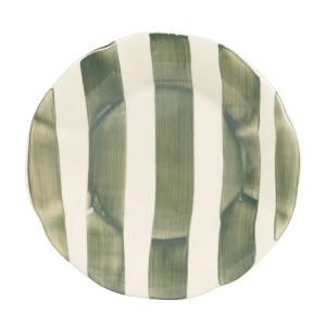 Plato de postre de loza blanca y verde