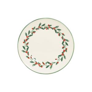 Plato de postre navideño de porcelana blanca