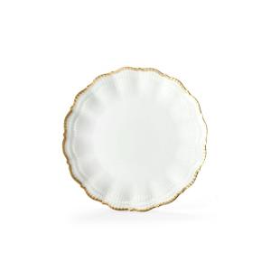 Plato de postre (x6) porcelena blanco/oro