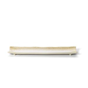 Plato de servir de cerámica en blanco miel 39x8x3 cm