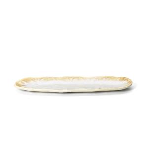Plato de servir de cerámica en blanco miel 40,8x11,5x2,2 cm