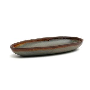 Plato de servir de gres en multicolor 23,5x12,5x3 cm