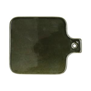 Plato de servir de gres verde oscuro