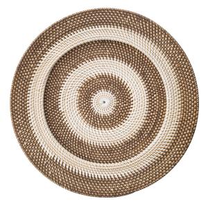 Plato decorativo de ratán marrón y blanco 70 cm