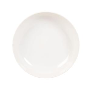 Plato hondo de gres blanco roto con borde en relieve
