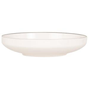 Plato hondo de porcelana blanca con borde negro