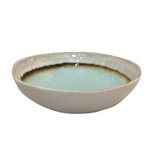 Plato hondo turquesa en porcelana 20x20x5cm - lote de 6