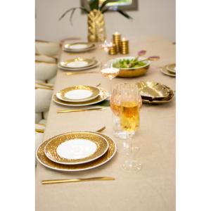 Plato llano blanco y dorado 27cm - lote de 6