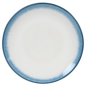 Plato llano de cerámica blanca y azul D 28,5 cm