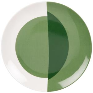 Plato llano de cerámica con motivos en blanco y verde