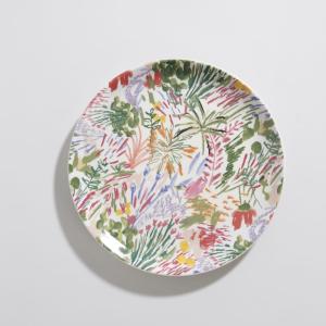 Plato llano de cerámica multicolor