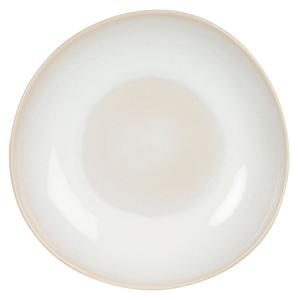 Plato llano de gres beige y azul