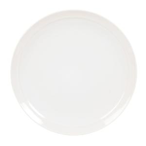 Plato llano de gres color blanco roto con borde en relieve