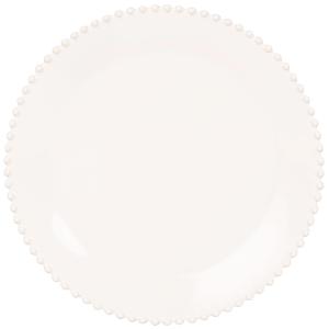 Plato llano de loza blanca con borde perlado