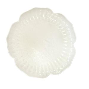 Plato llano de porcelana blanca floral 25.5cm