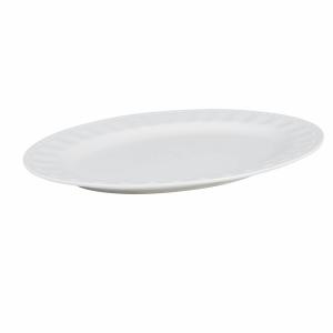 Plato ovalado de porcelana perlada blanca