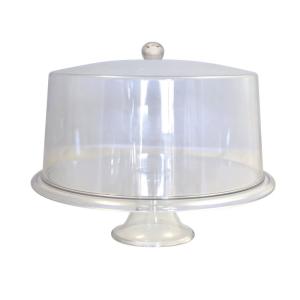 Plato para pasteles con pie y campana recta 33.5x33.5x27cm