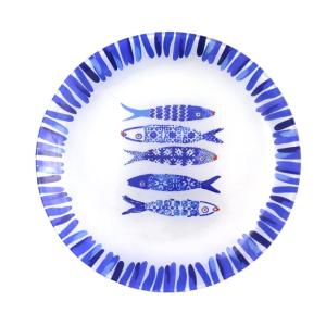 Plato para postre pez azul 20x20x1.3cm - lote de 6