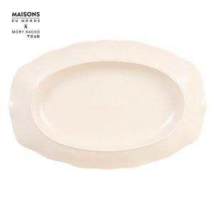 Plato para servir de gres festoneado en beige claro - MORY…