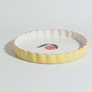 Plato para tarta de cerámica con estampado de frutas tricol…