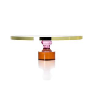 Plato para tarta de vidrio multicolor 32,8x32,8x10,8 cm