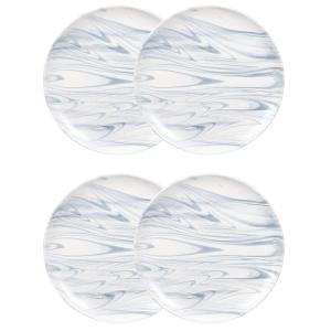 Plato plano de gres azul y blanco
