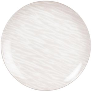 Plato plano de porcelana con estampado en beige y blanco