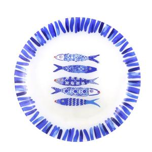 Plato plano pez azul 25x25x1.5cm - lote de 6