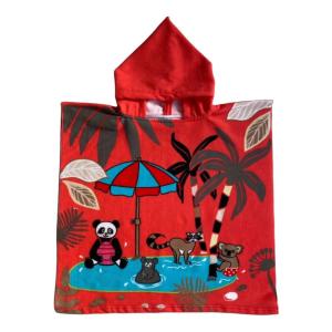 Poncho microfibra nino baignade 60x120 coral