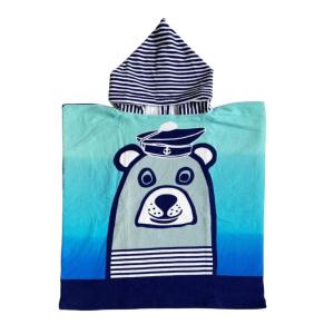 Poncho microfibra teddy 60x120 azul