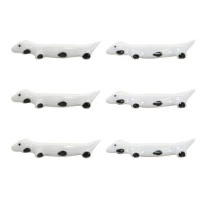 Porta cuchillos dachshunds blancos de porcelana - lote de 6