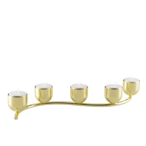 Portavelas 5 luces con giro dorado para vela de té