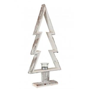 Portavelas árbol de navidad madera marrón/blanco Alt. 63 cm…