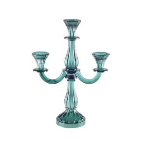 Portavelas de 3 brazos turquesa h35cm
