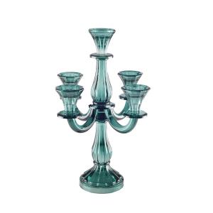 Portavelas de 5 brazos turquesa h35cm