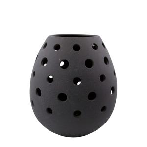 Portavelas de arcilla gris H35