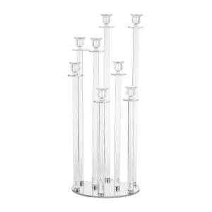 Portavelas de centro de mesa en cristal 8 luces h77cm
